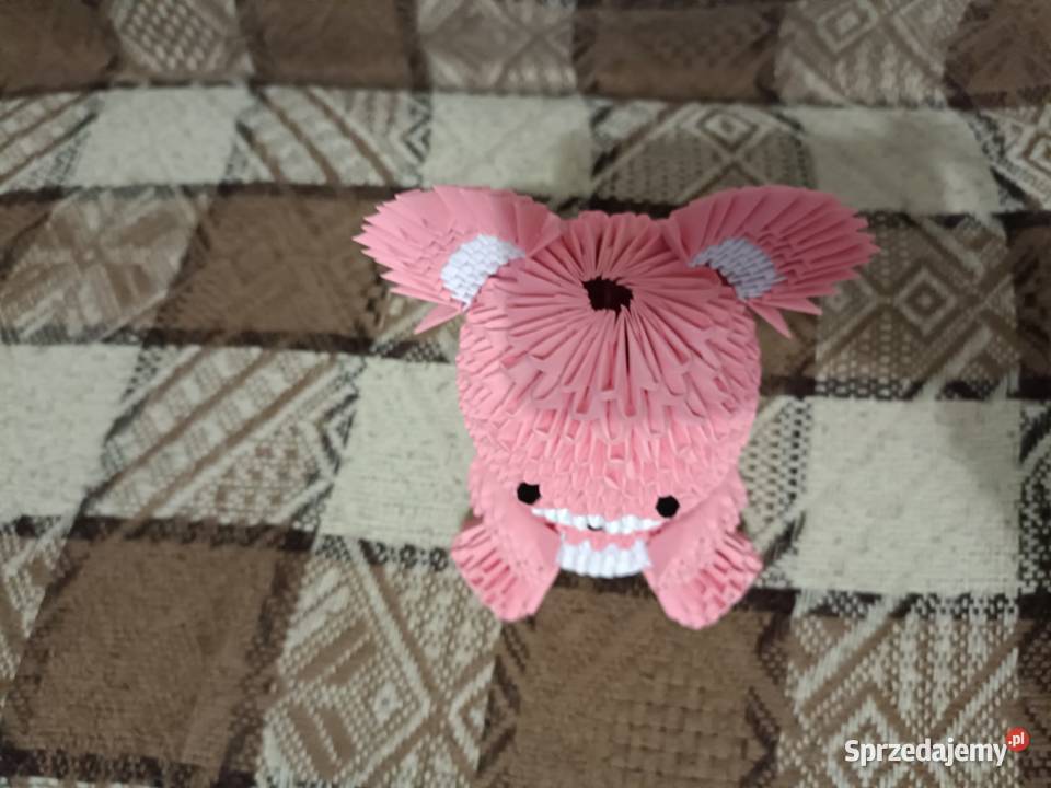 Duży Miś Różowy Origami Modułowe 3D Antyki, Sztuka, Kolekcje pomorskie Kwidzyn