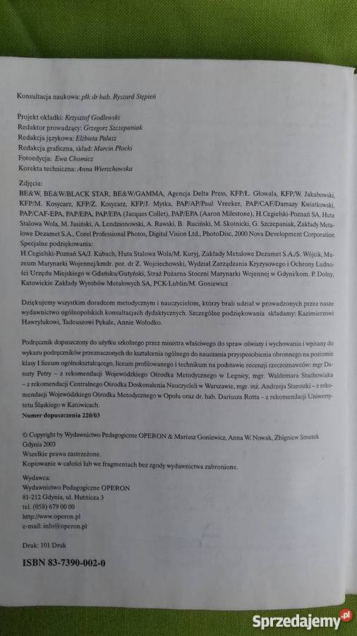 Przysposobienie obronne podręcznik część 1 i 2 Rok wydania 2003 Małkinia Górna
