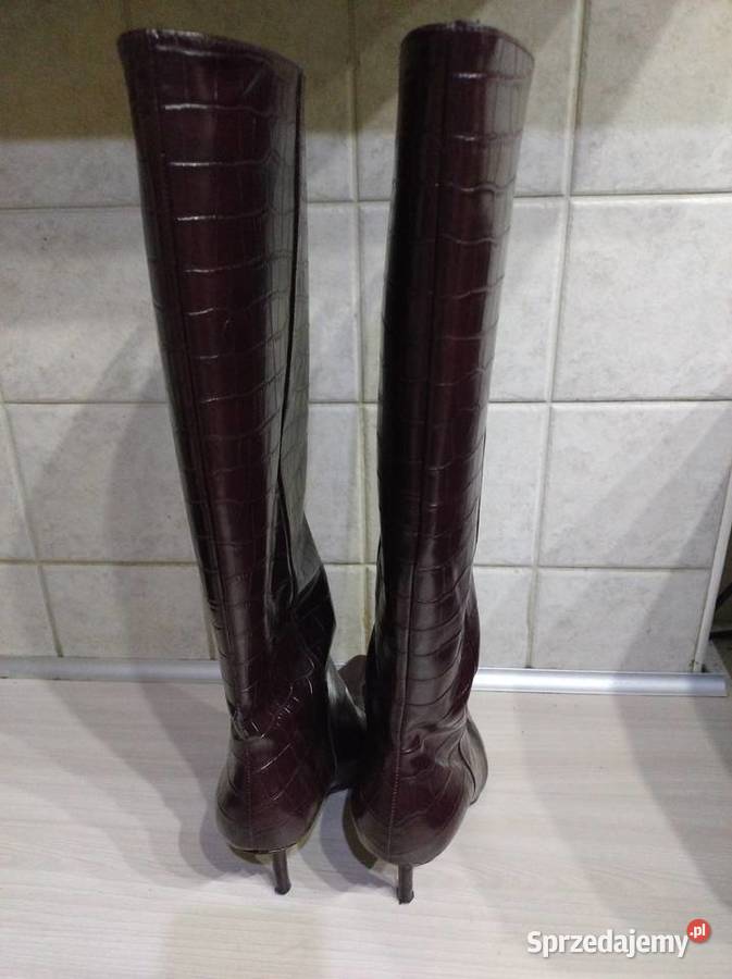 Kozaki w kolorze bordowym lakierowane Lublin