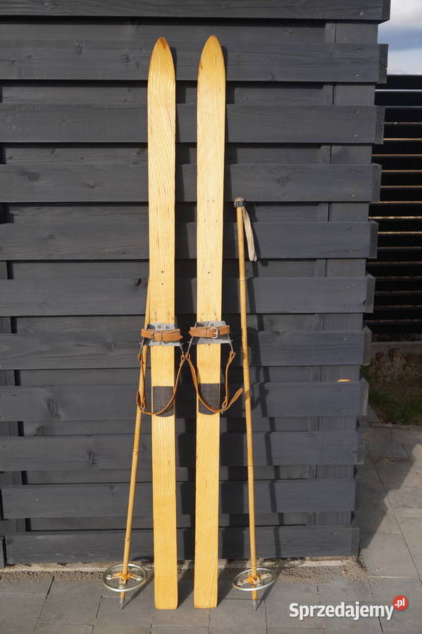 Stare narty jesionowe 155 kijki w komplecie Pozostałe podkarpackie Pruchnik