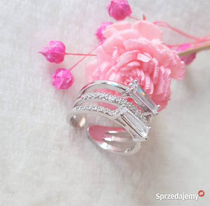 Pierścionek srebrny kolor białe złoto pozłacany Biżuteria dla Pań Szczecin