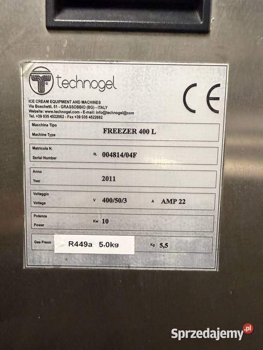 Frezer pracy ciągłej Technogel 400L