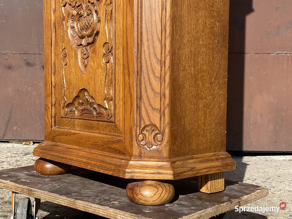 Zegar kwadransowy stojący w rzeźbionej dębowej Pozostałe Gryfice