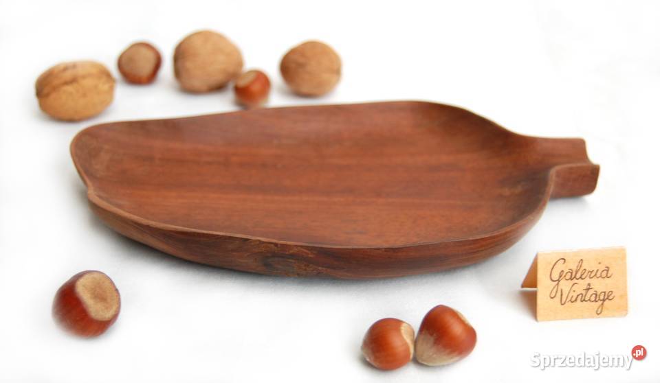Rzeźbiona patera owoc mango drewno teak lata 70 Lublin