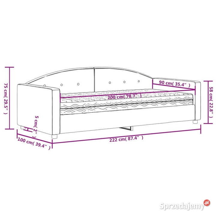 Sofa z materacem do spania różowa aksamit 90x200 Warszawa