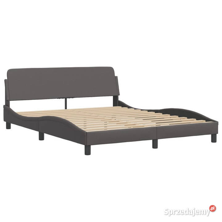 Rama łóżka z LED szara sztuczna skóra 160x200 Warszawa
