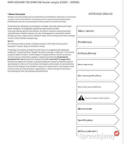 Volvo EWR150E EWR170E instrukcja obsługi Kielce sprzedam