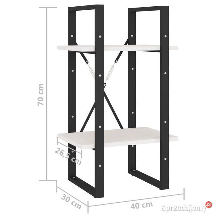 Regał 2 półki biały 40x30x70 lite drewno sosnowe Warszawa