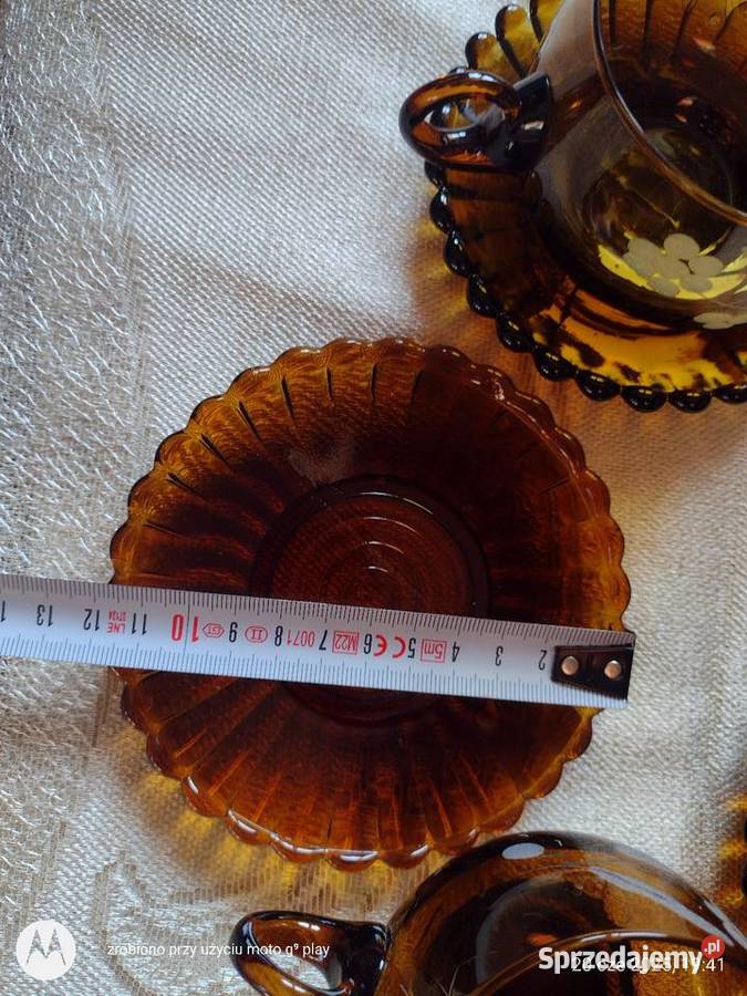 Bulionowki Piękne Szkło Miodowe Antyki, Sztuka, Kolekcje Krosno