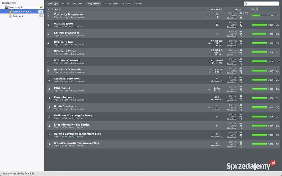 Oryginalny SSD 256GB Apple MacBook Pro A1708 Pojemność 250 Warszawa