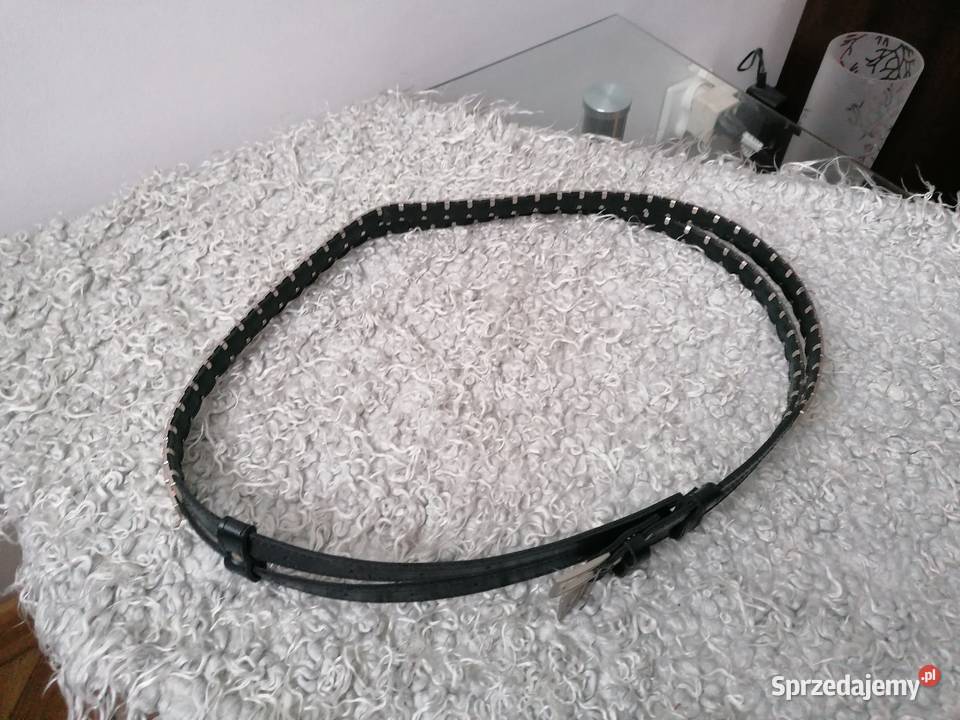 NOWY CZARNY PODWÓJNY PASEK Z ĆWIEKAMI Łódź