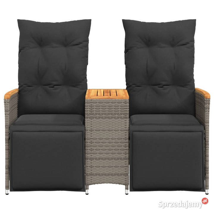 Rozkładana sofa ogrodowa 2 os ze stolikiem szara Warszawa