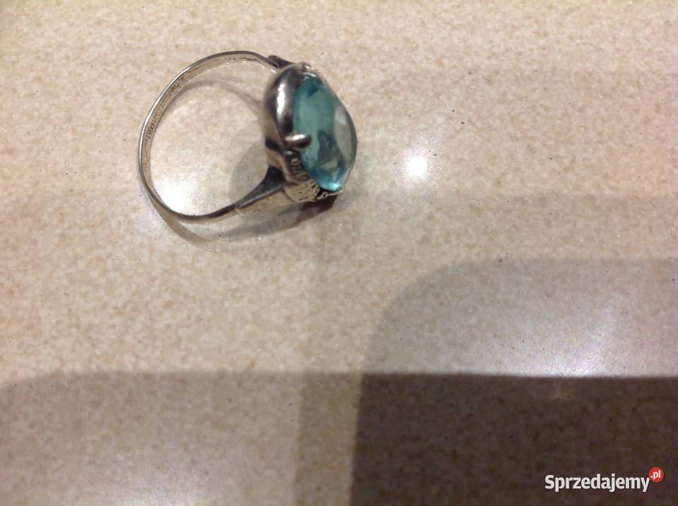 Stary Srebrny Pierścionek z Akwamarynem Srebro Nowa Sól sprzedam