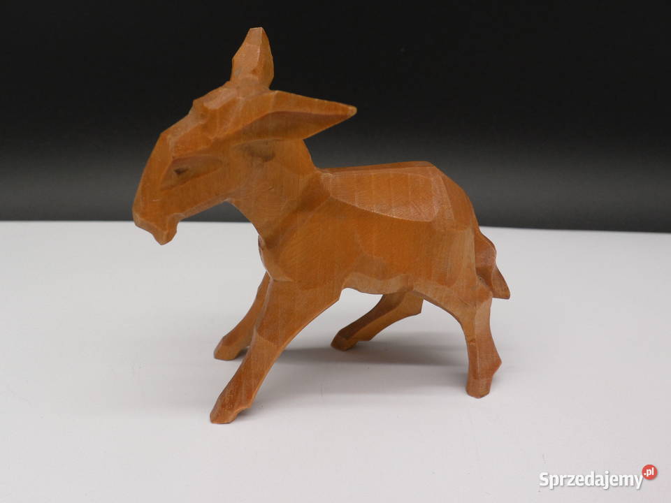 Drewniana Figurka Osiołka Vintage Rękodzieło Raszków