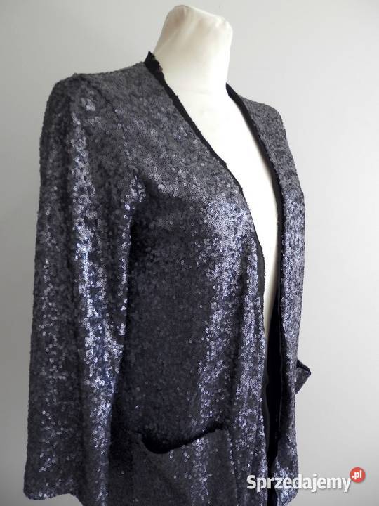 Marynarka Blezer Narzutka Cekinowa Srebrna czarny Łomża sprzedam