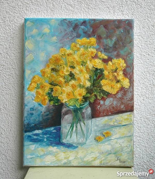 Obraz olejny Kaczeńce odcienie żółtego Lublin