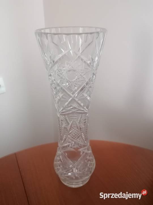 Wazon Kryształowy Wysoki 31 PRL Porcelana i szkło Antyki, Sztuka, Kolekcje Wałbrzych