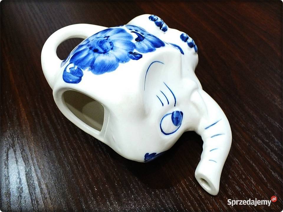 Figurka SŁOŃ ręcznie malowany Mlecznik ceramika Żary