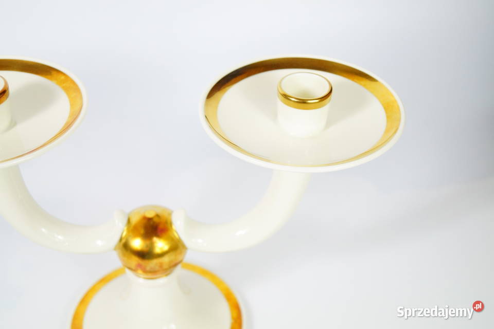 Rosenthal piękny porcelanowy świecznik kremowy Antyki wielkopolskie Gizałki sprzedam