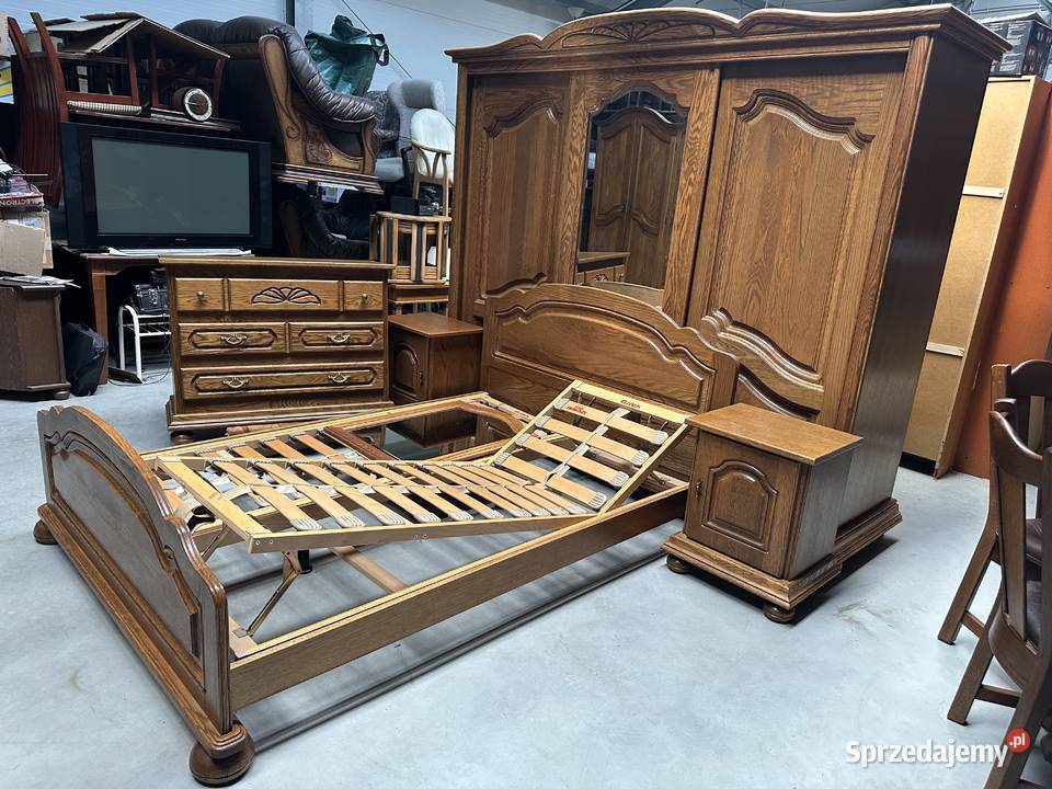 Ładna dębowa sypialnia Łóżko szafki komoda szafa Sławoszewek