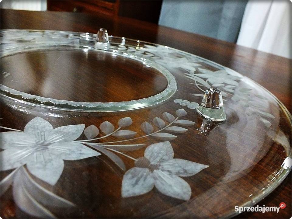Stara duża Patera szklana Tortownica Talerz Żary sprzedam