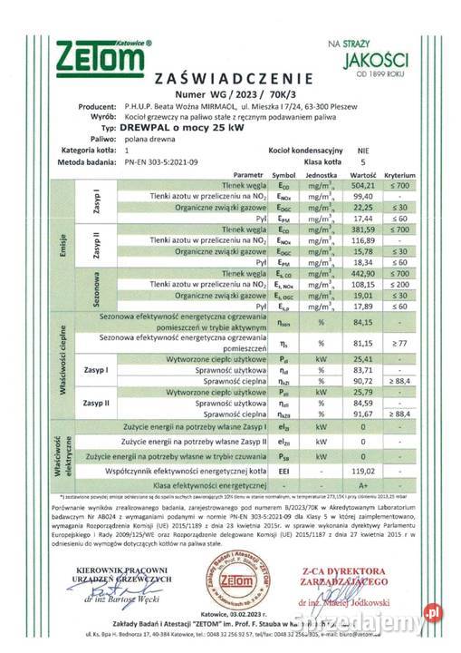 Kocioł co zgazowujący drewno DREWPAL moc 25 kW Chełmsko