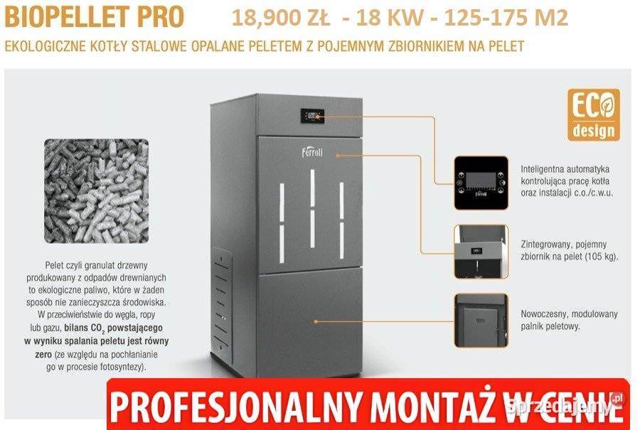 KOCIOŁ PELLETOWY 18 KW BIO PRO 125 175 M2 Świebodzin