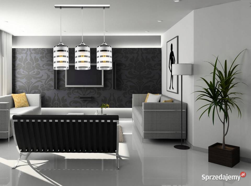 LAMPA WISZĄCA ŻYRANDOL SZKLANA CHROM potrójna na Choroszcz