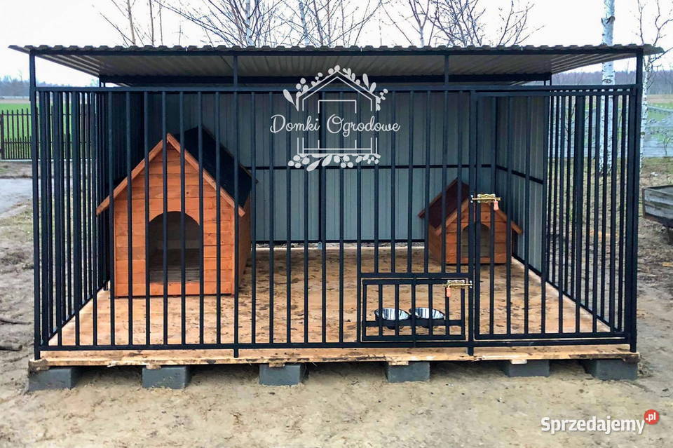 Kojec Psów 3x3m Drewniana podłoga Uchwyt n miski