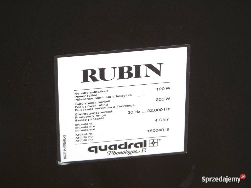 Świetne kolumny stereo Quadral Rubin Phonologue podkarpackie Jasło
