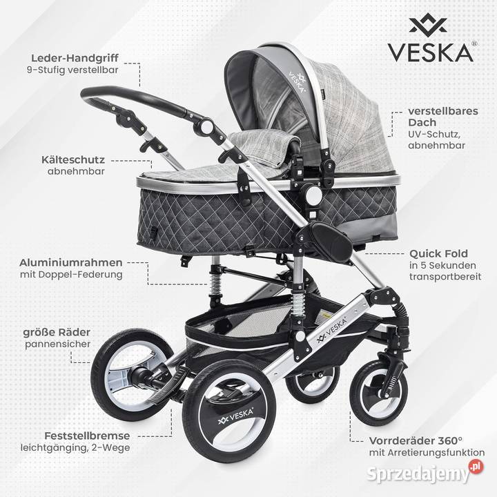 JOGGER NIEMIECKI WÓZEK DZIECIĘCY 3W1 GONDOLA