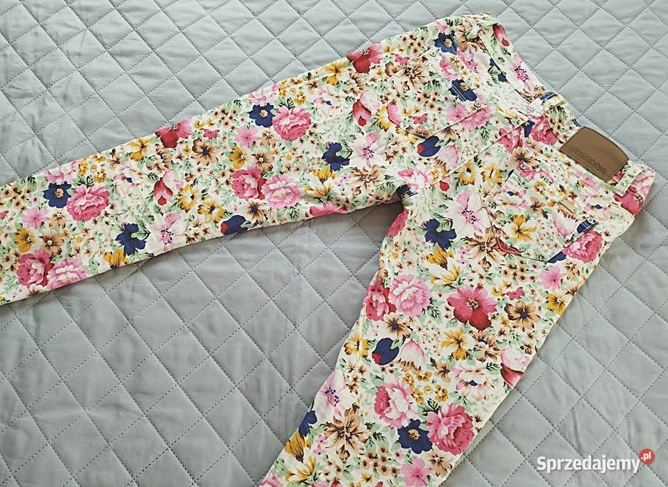 Madonna Letnie kolorowe spodnie kwiaty Rozmiar S żółty/złoty