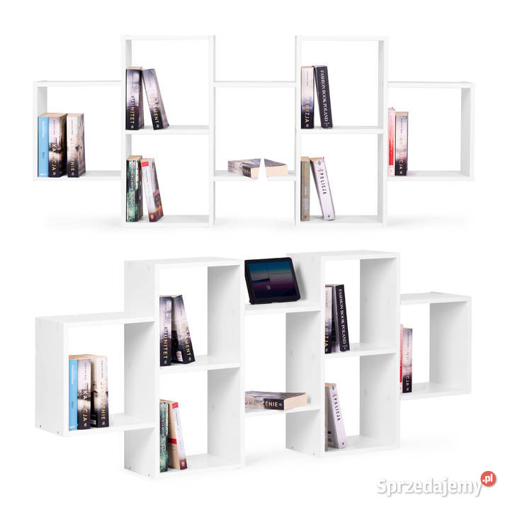 Nowoczesny wiszący regał 8 półek biały Smogorzów