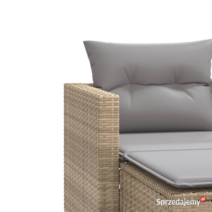Sofa ogrodowa 2osobowa ze stołkami beżowa rattan Warszawa