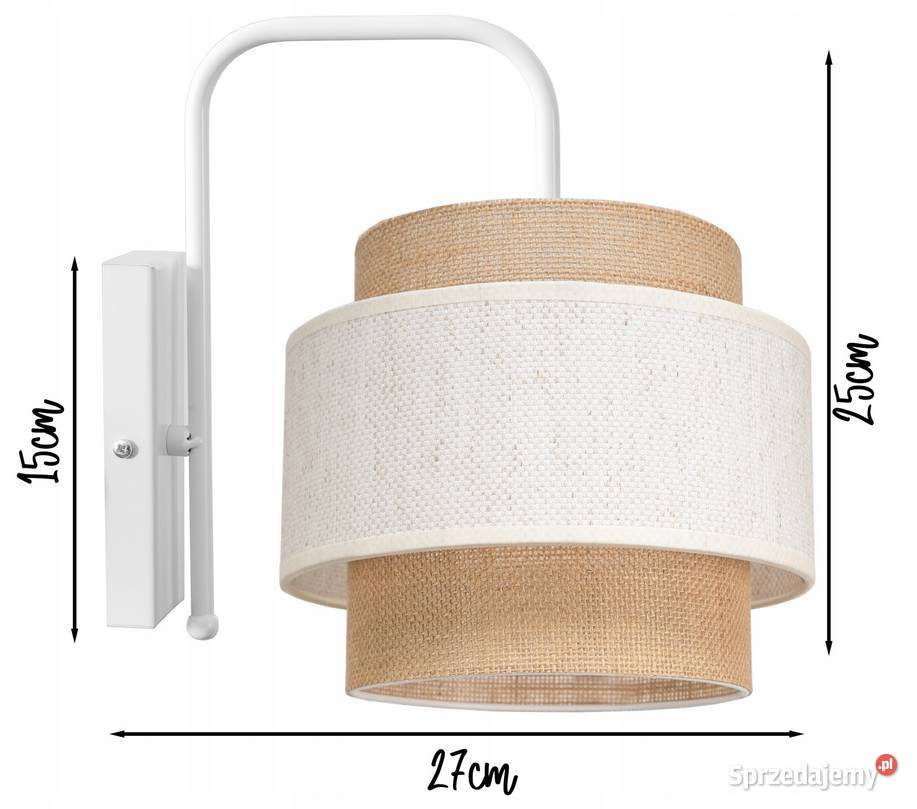 Lampa Ścienna Kinkiet Czarny Biały BOHO Juta Choroszcz