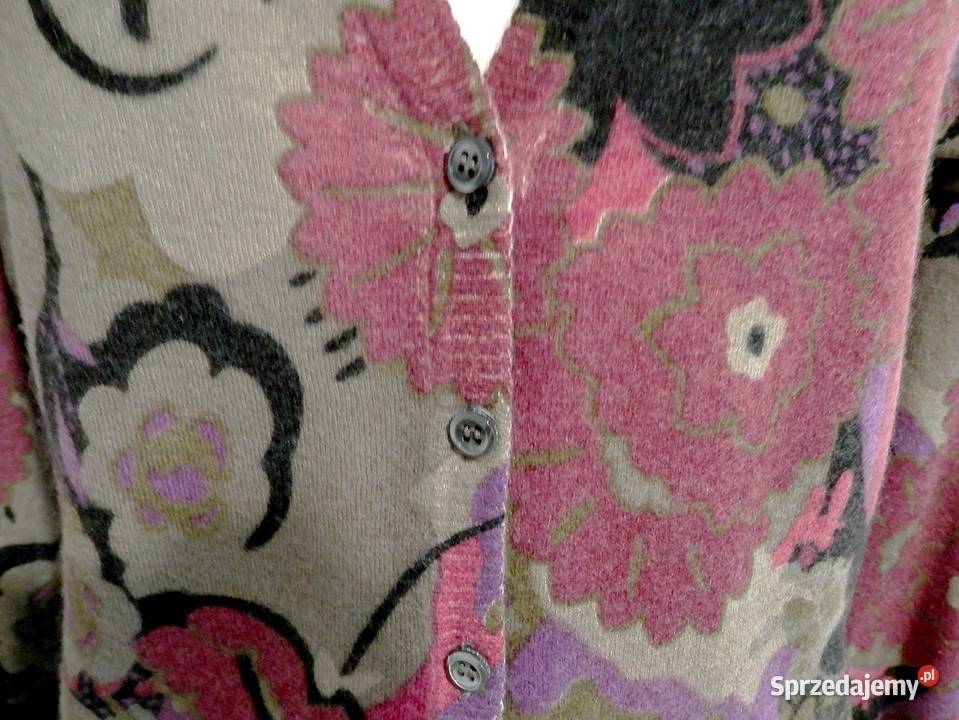 Sweter Kardigan Kaszmirowy 100 Kaszmir Włoski brązowy/beżowy Łomża sprzedam