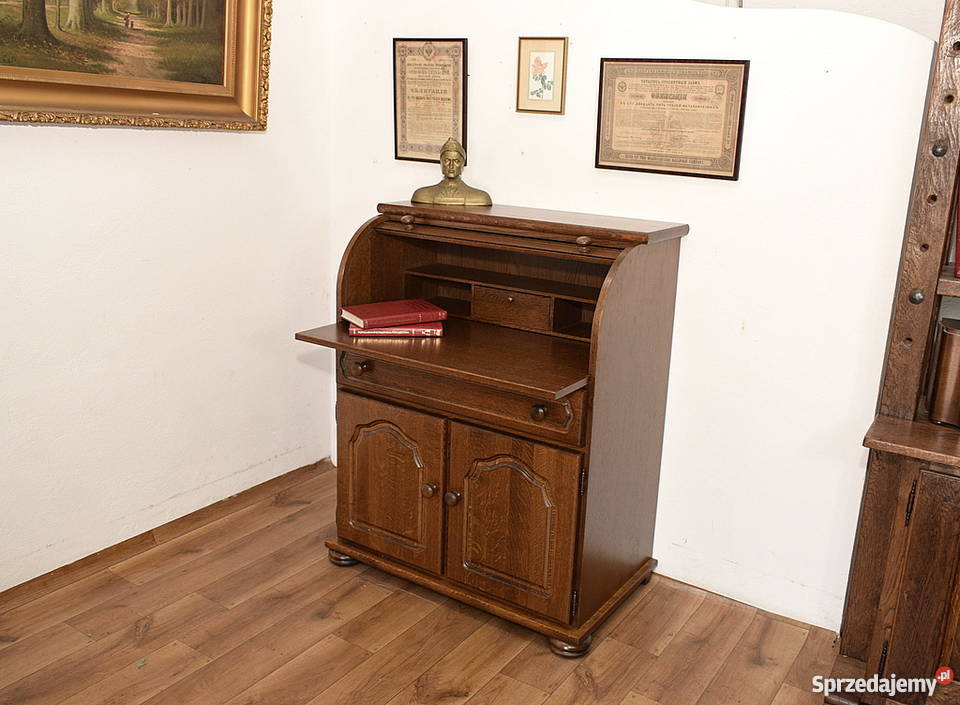 ZGRABNY DĘBOWY SEKRETARZYK ROLETA BIURKO Świdnica
