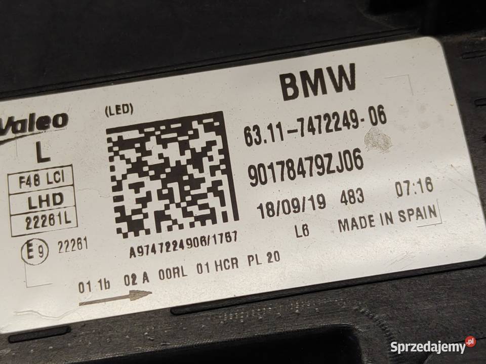 Lampa Full Led Lewy Przód BMW X1 F48 Lift Lampy przednie Pleszew