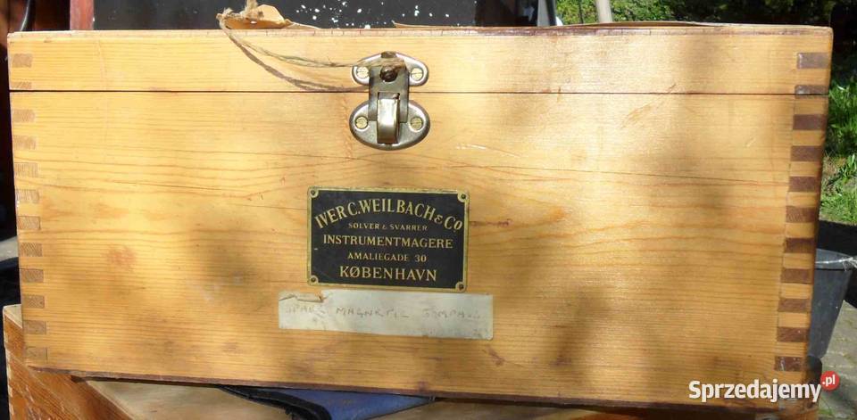 Stary kompas angielski w skrzynce Warszawa sprzedam