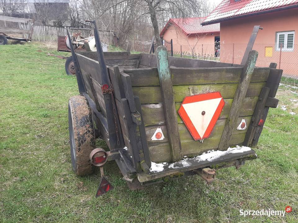 Przyczepa dwukolówka wóz masywna jednoosiową Dębica