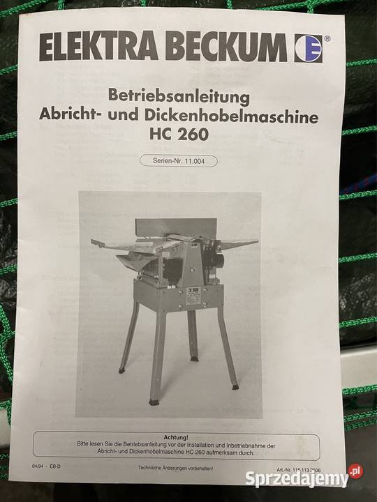 Heblarka strugarka Elektra Beckum opolskie Zdzieszowice