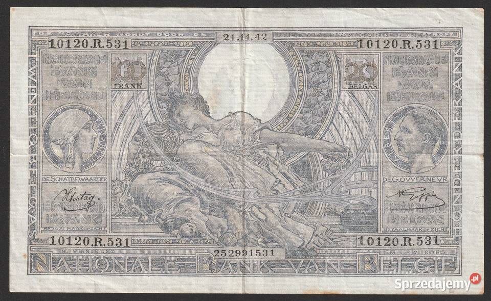 BELGIA 100 FRANKÓW 1942 R531 Łódź