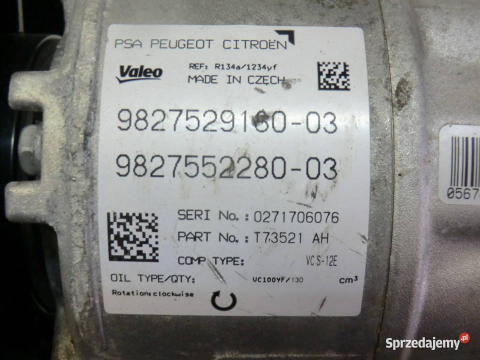 KOMPRESOR KLIMATYZACJI PEUGEOT CITROEN Pozostałe Krzeszowice