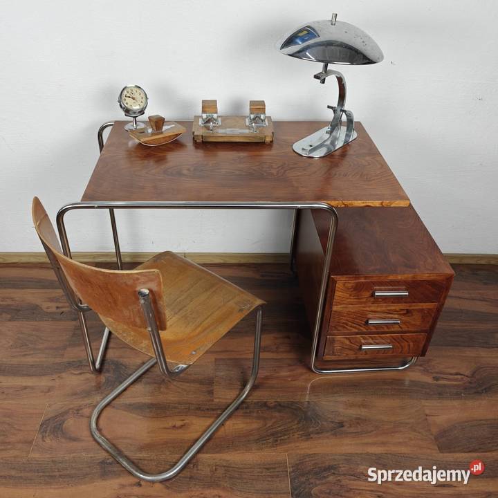 Biurko Bauhaus Art Deco Chrom Czereśnia Kraków