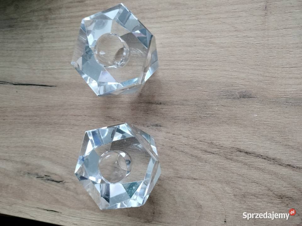 Dwa kryształowe świeczniki Choszczno