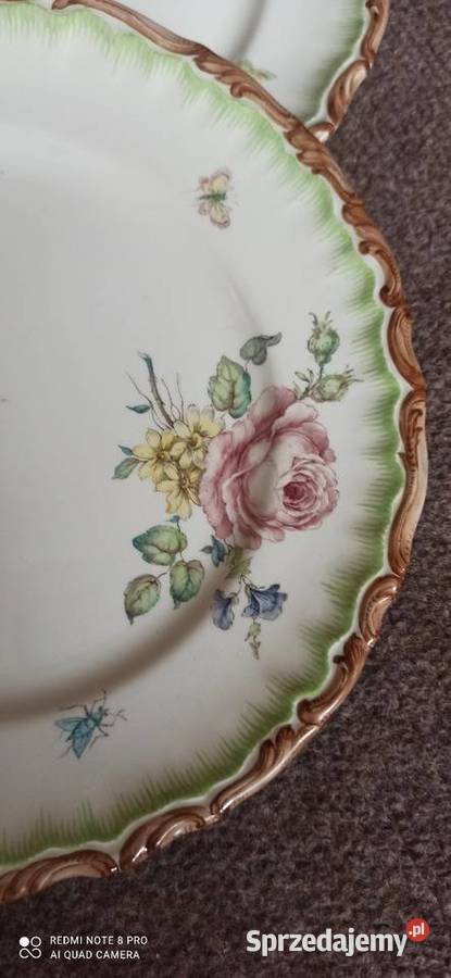 Talerz ręcznie zdobiony Sygnowany Aina Wedin Gdańsk