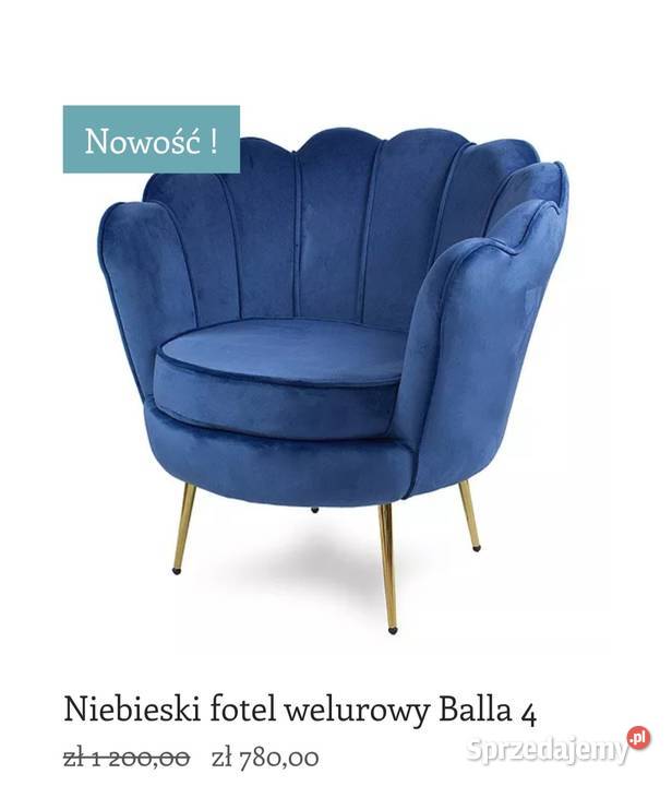 Fotel z weluru niebieski kolekcja 2021 Darmowa dostawa