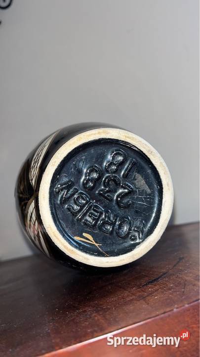 Wazon Scheirch Poreibn Czarny kobalt z kwiatami pomorskie Gdańsk