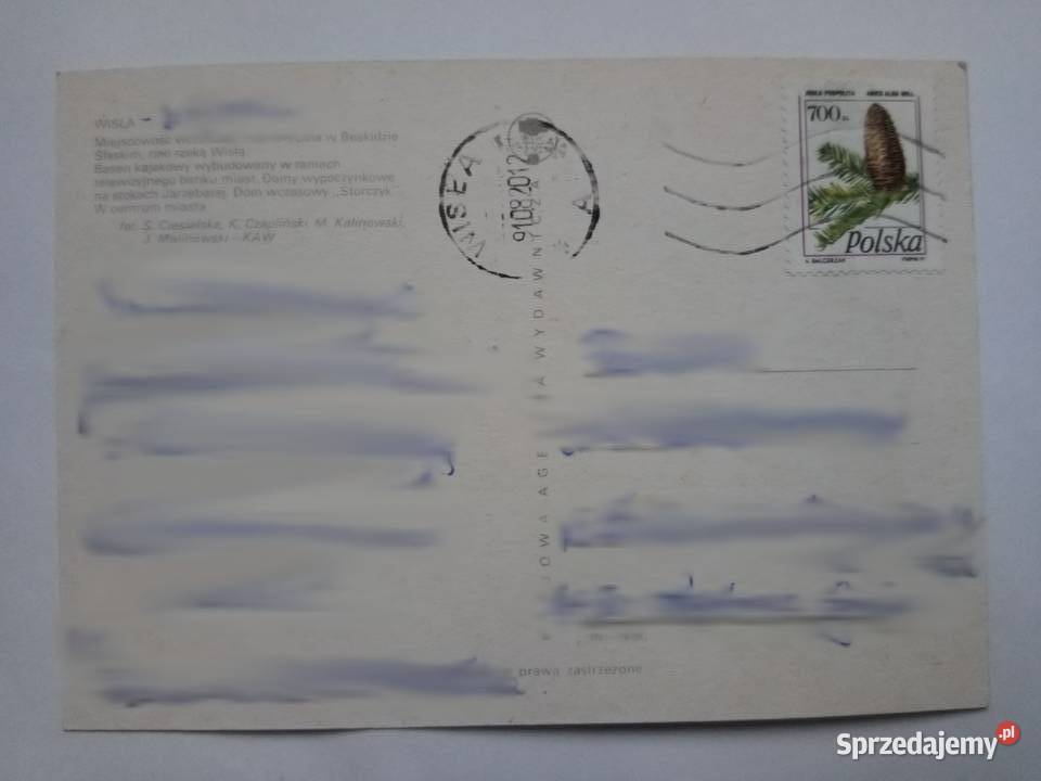 Pocztówka z Wisły 1991r Ze znaczkiem Dąbrowa Górnicza sprzedam