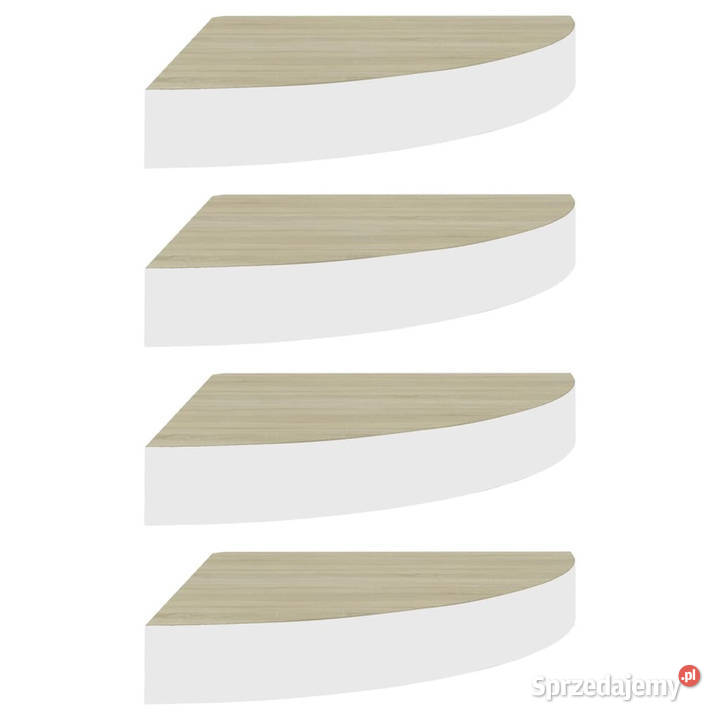 Narożne półki ścienne 4 dąb i biel 35x35x38 MDF Półki Warszawa